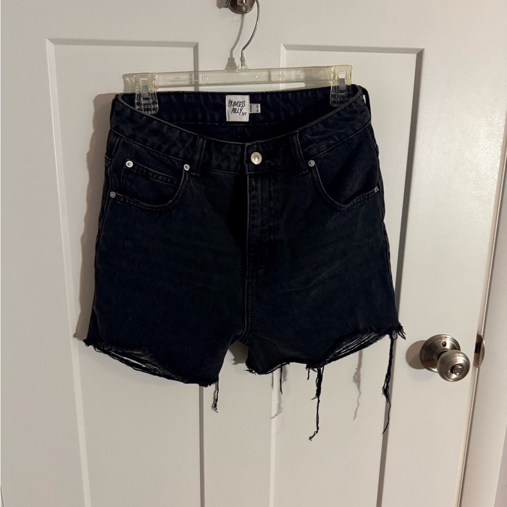 Princess Polly Black Distressed Denim Shorts